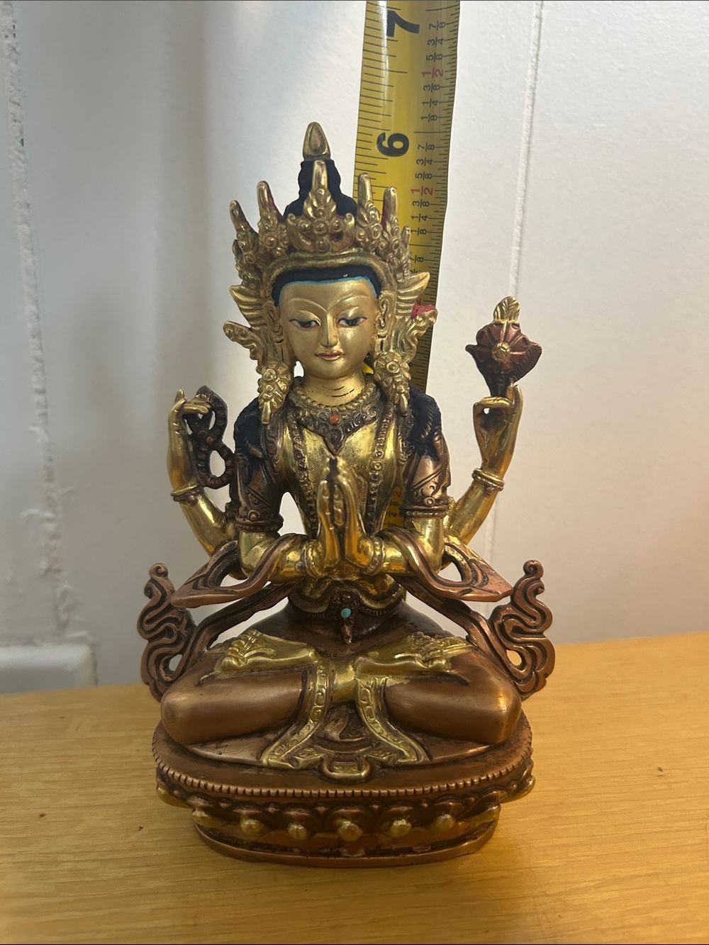 24 KT Guild Gold Multi-Arm Chenrezig Statue - Home Accents